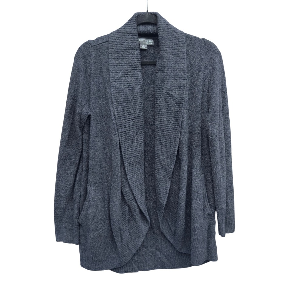 Barefoot Dreams CozyChic Lite Circle Cardigan Charcoal Gray Shawl Sweater 423 L